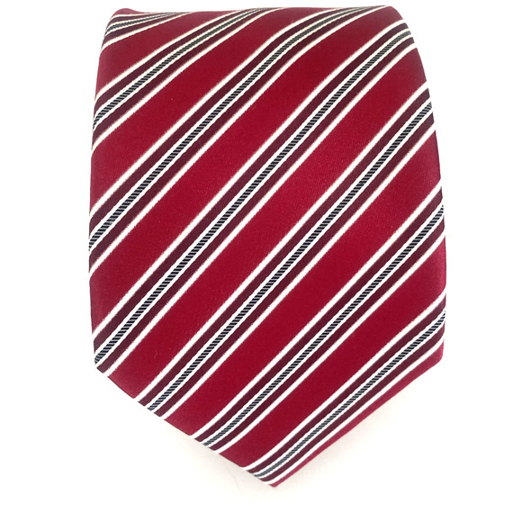 Donald Trump Tie Black Striped Burgundy Red Silk Signature Collection 59… - Picture 6 of 6